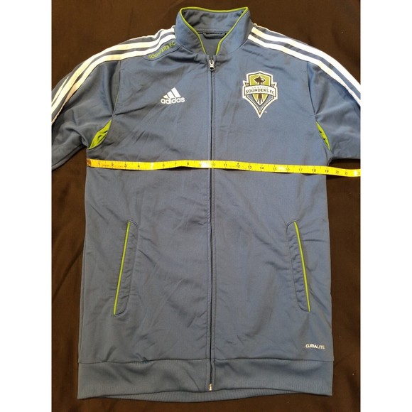 VTG ADIDAS Climalite SEATTLE SOUNDERS FC Training Zip Track Jacket Jersey Medium - Picture 10 of 11